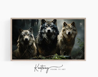 Samsung Frame TV Art - Wolf Pack | Cabin Frame Tv Art | Nature Art For Frame TV | Digital TV File | Lodge Tv art