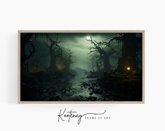 Samsung Frame TV Art - Spooky Swamp | Halloween Rahmen Tv Kunst | Gruselige Kunst für Rahmen TV | Digital-TV-Datei | Digitale Kunst für Rahmen