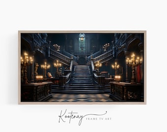 Samsung Frame TV Art - Castle Staircase | Halloween Frame Tv Art | Spooky Art For Frame TV | Digital TV File | Digital Art For Frame