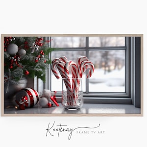 Christmas Frame TV Art - Candy Canes | Samsung Frame TV Art | Digital TV File | Digital Art For Frame | Holiday Frame Tv Art
