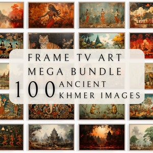 Samsung Frame TV Art Set - Ancient Khmer | Asian Frame TV | Art Set For TV | Tv Art Bundle | Vintage Tv Art | Light Tv Art