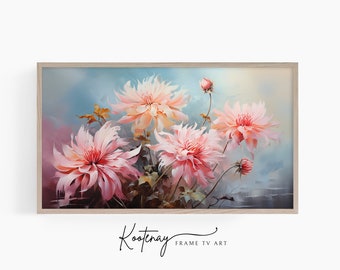Samsung Frame TV Art - Bee Balm | Floral Frame Tv Art | Impasto Art For Frame TV | Botanical TV File | Painting Tv art