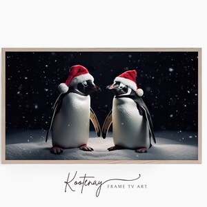 Christmas Frame TV Art - Christmas Penguins | Samsung Frame TV Art | Digital TV File | Digital Art For Frame | Holiday Frame Tv Art