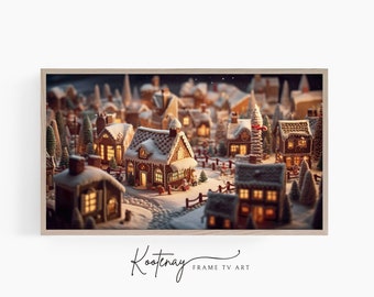 Christmas Frame TV Art - Gingerbread Town | Samsung Frame TV Art | Digital TV File | Digital Art For Frame | Holiday Frame Tv Art
