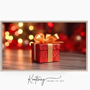 Christmas Frame TV Art - Red Present | Samsung Frame TV Art | Digital TV File | Digital Art For Frame | Holiday Frame Tv Art
