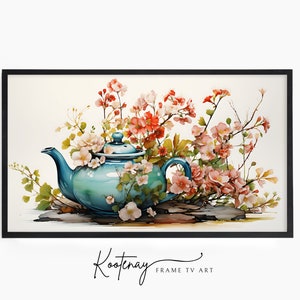 Samsung Frame TV Art - Japanese Teapot | Watercolor Frame Tv Art | Painting Art For Frame TV | Digital TV File | Digital Art For Frame