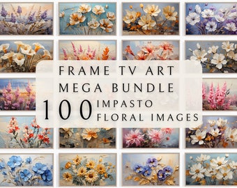Samsung Frame TV Art Set - Impasto Floral | Frame Painting Art Collection | Flower TV Collection | Frame TV Art set | Botanical Tv Art