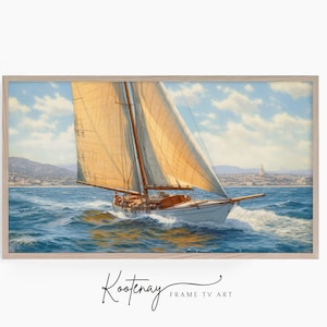 Samsung Frame TV Art - Sailboat | Painting Frame Tv Art | Vintage Art For Frame TV | Digital TV File | Digital Art For Frame