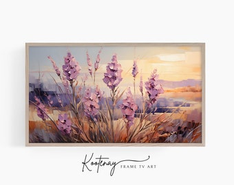 Samsung TV Rahmen - Lavendel | Blumenrahmen Tv Kunst | Impasto Kunst für Rahmen TV | Botanische TV-Datei | Gemälde Tv Kunst