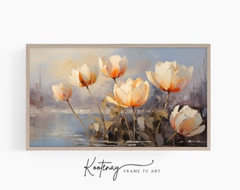 Samsung Frame TV Art - Tulip | Floral Frame Tv Art | Impasto Art For Frame TV | Botanical TV File | Painting Tv art
