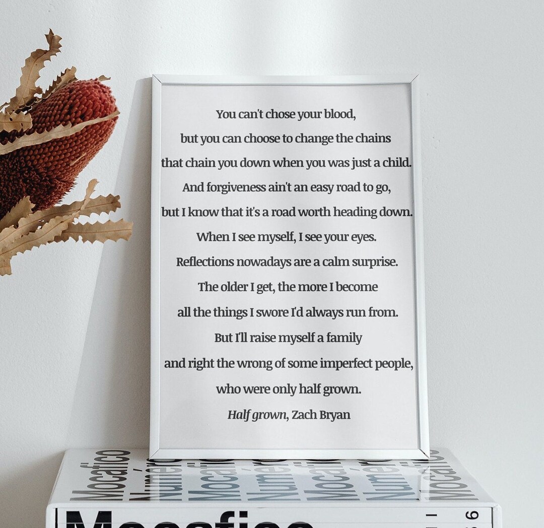 Half Grown Zach Bryan Plain Font Lyrics Etsy