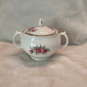 VINTAGE Sugar Bowl w/ Lid, made by Royal Swan in England