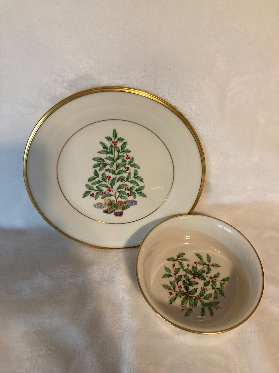 Lenox Christmas Salad Plate and Bowl Etsy Australia