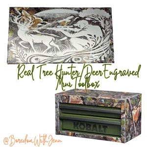 Kobalt Mini Camo Toolbox, Laser engraved Deer/Hunter