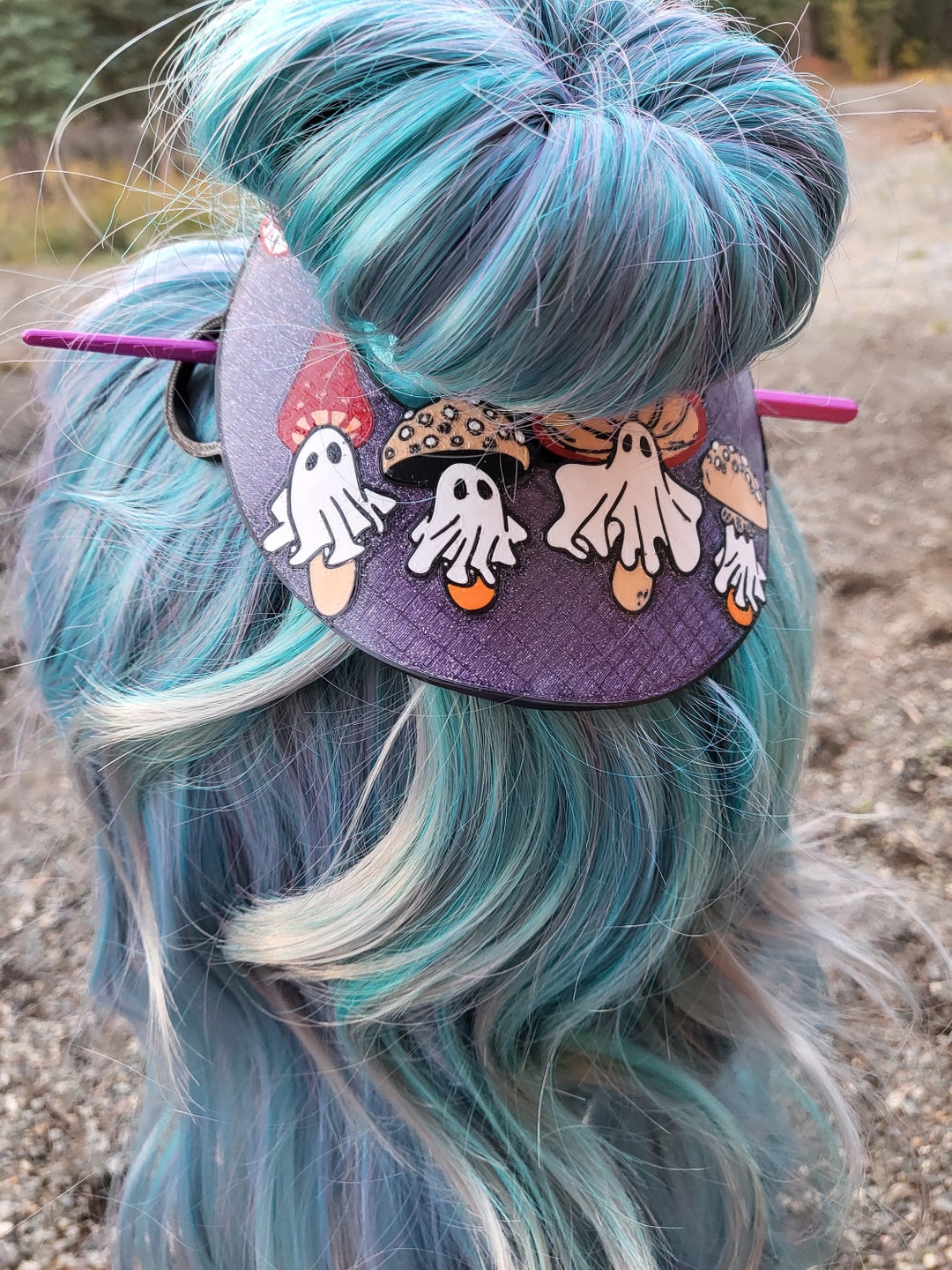 Mushroom Ghosts Bun Cover. Pumpkin Hair Accessories. Etsy