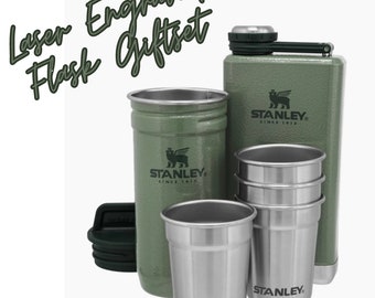 Stanley Shot Glass and Flask set, Personalized gift, Engraved Flask.