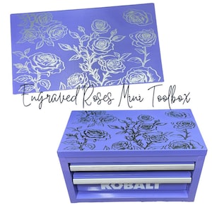 Kobalt Mini Toolbox, Laser Engraved Roses.