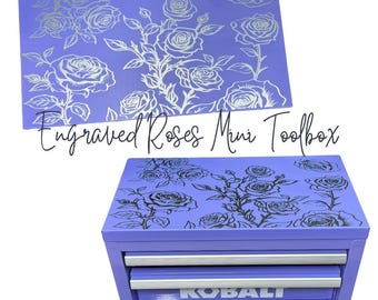 Kobalt Mini Toolbox, Laser Engraved Roses.