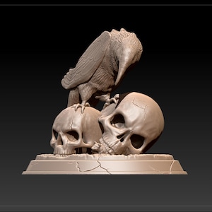 Crow and skull 3D Prints STL File