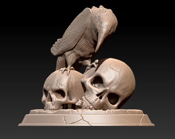 Crow and skull 3D Prints STL File