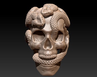 Skull and snake/Halloween 3D Prints/3D models for CNC Router STL File