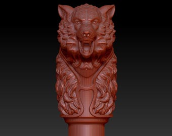 Manico di canna con testa d'orso Stampe 3D/Modelli 3D per file STL per router CNC