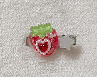 strawberry fields | kawaii cute hair clip drop dangle star heart bow pearl flower pink coquette