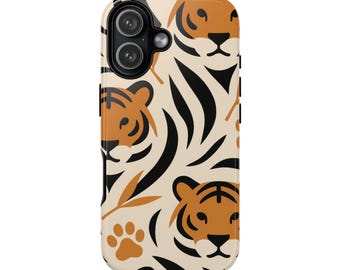 Tiger Print Phone Case for iPhone 17 16 15 14 13 Pro Max, Wild Animal Design Phone Case for Samsung Galaxy S23 S24 S25, Animal Phone Case
