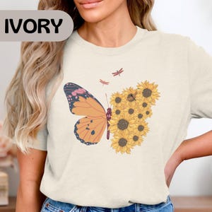 Floral Butterfly Shirt, Nature Lover Tee, Butterfly T Shirt, Boho Butterfly Shirt, Flower Butterfly Graphic Tee, Botanical Cottagecore Shirt
