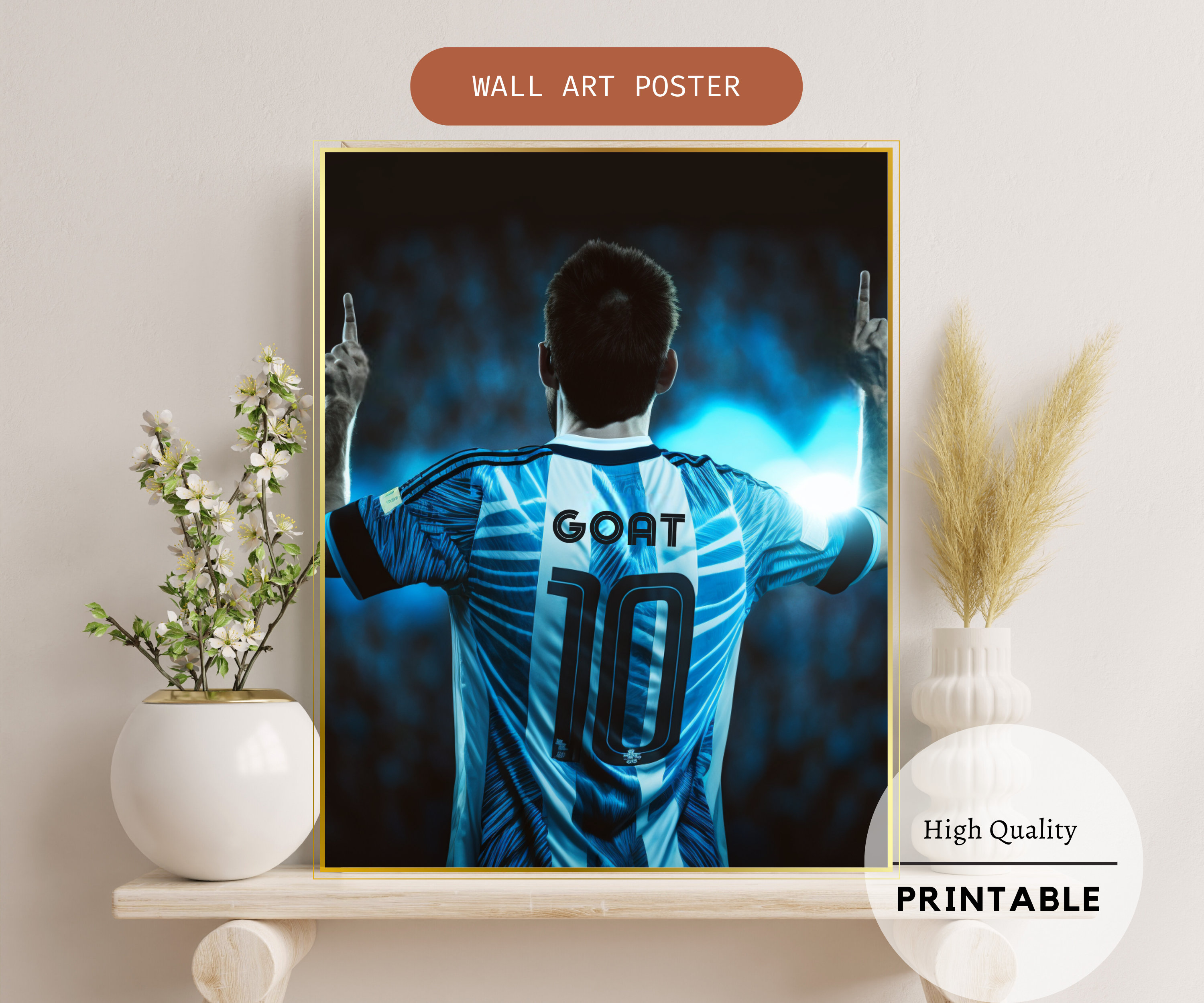 Lionel Messi the GOAT, Back of Jersey, World Cup, Football Printable