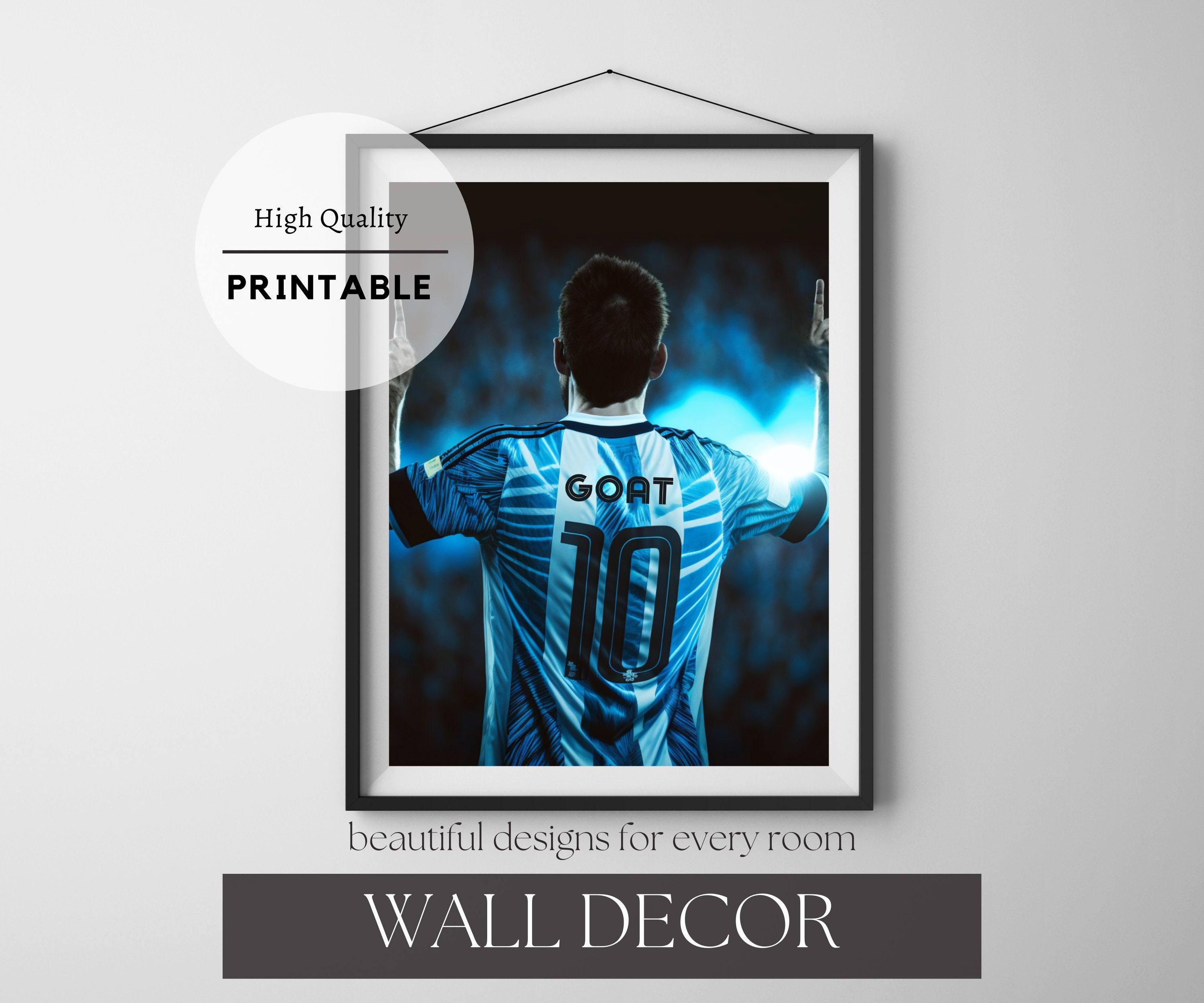 Lionel Messi the GOAT, Back of Jersey, World Cup, Football Printable