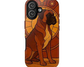 Stained Glass Dog Phone Case for iPhone 17 16 15 14 13 Pro Max, Boxer Phone Case, Dog Lover Gift, Dog Owner Gift, Dog Mom Gift