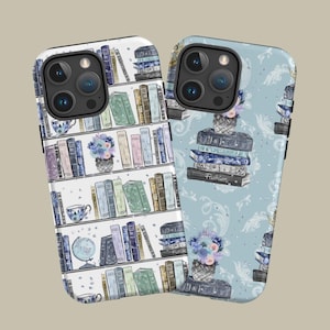Bookshelf Phone Case for iPhone 17 16 15 14 13 Pro Max, Book Lover Cover for Samsung Galaxy S23 S24 S25, Reading Gifts, Writer Phone Covers