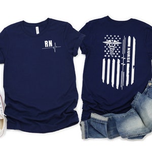 RN Flag Registered Nursing Nurse Healthcare Mens Male Female Womens EKG T-shirt