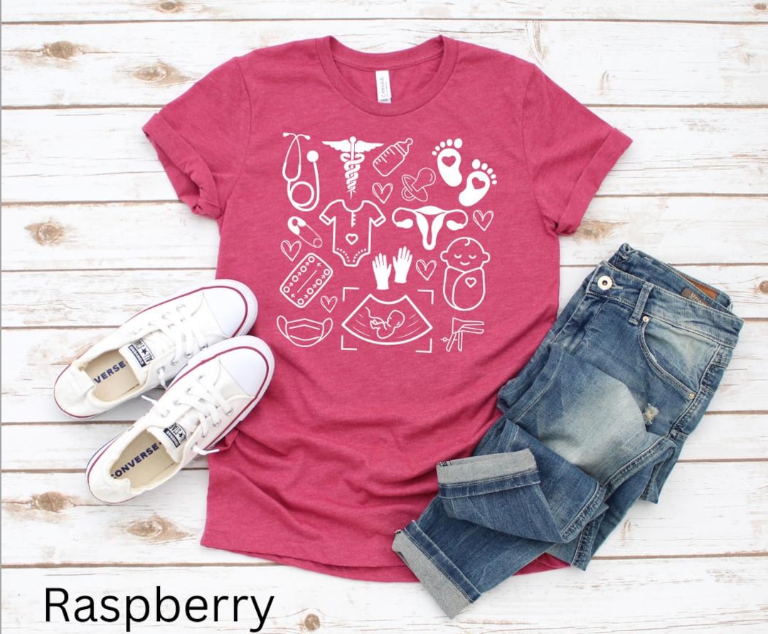 Obstetrics OB Gyn Gynecology Newborn Baby Doodles Shirt for Nurse RN ...