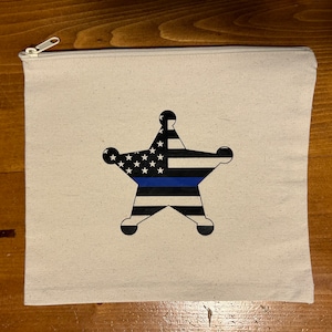 Police Officer Deputy Student Back The Blue Thin Blue Line Instructor Canvas Zipper Pouch Bag Gift