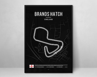 Brands Hatch Race Circuit Poster: Minimalist GP Racing Wall Art (Digital Print)