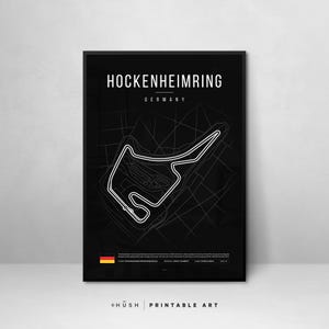 Afdrukbare muurdecoratie Hockenheimring racebaan | Vaderdagcadeau | F1-poster | Cadeau voor papa