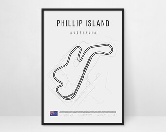 Konsttryck från Phillip Island Grand Prix-banan: Minimalistisk MotoGP-affisch (digital nedladdning)