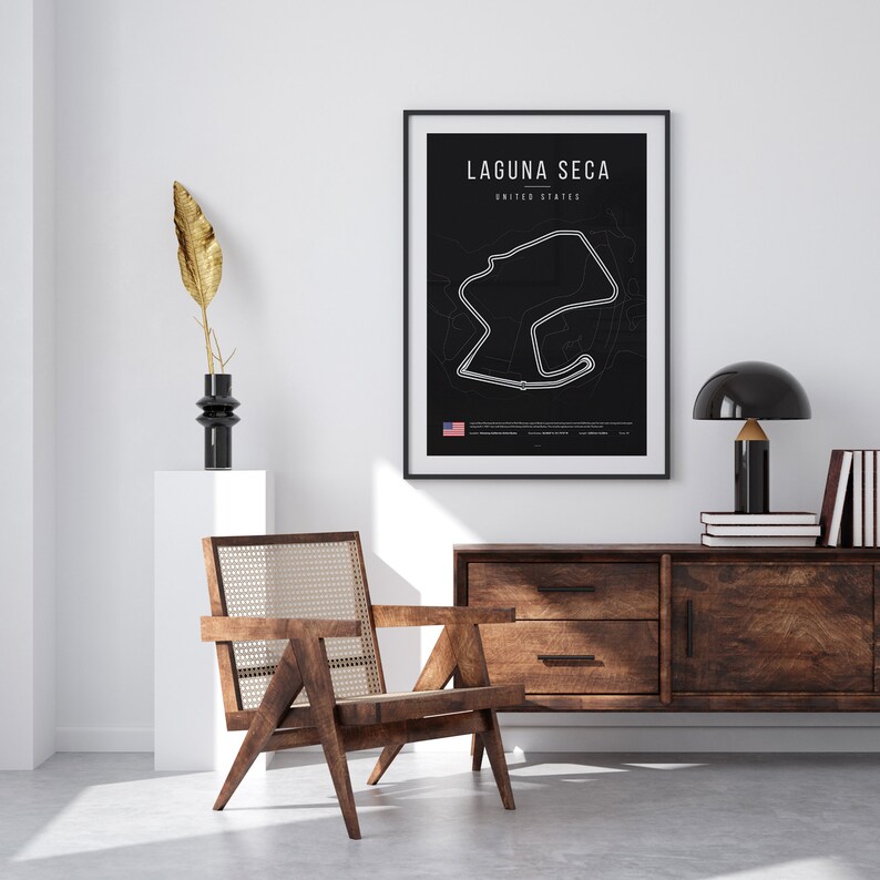Laguna Seca-banaposter: Minimalistisk MotoGP-konst (digital nedladdning) bild 2