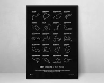 Race Circuits of the World Printable Wall Art Decor. Fathers Day Gift. F1 Poster gift for dad.