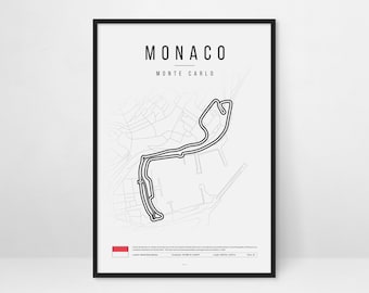 Formula 1 Monaco Circuit Printable Wall Art Decor. Fathers Day Gift. F1 Poster gift for dad.