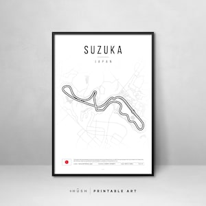 Formel 1 Suzuka Rennstrecke ART PRINT druckbare Kunst. Geschenk zum Vatertag. F1 Poster Geschenk für Papa. Digitaler Download.