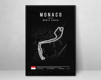 Formula 1 Monaco Circuit Printable Wall Art Decor. Fathers Day Gift. F1 Poster gift for dad.