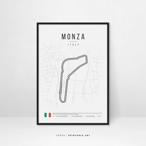 Decoração de parede para impressão do Circuito de Fórmula 1 de Monza. Presente de Dia dos Pais. Pôster de F1 para presente. Download digital.