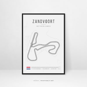 Zandvoort F1 Circuit Poster: Minimalist Race Track Wall Art (Digital Download)