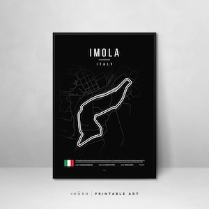 Imola Circuit Formule 1-racebaanposter digitale download | Hoge resolutie | F1-cadeau