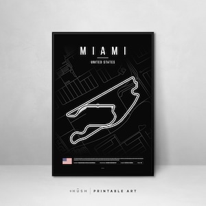 Print Formule 1 Miami Circuit | F1 muurdecoratie | F1 VS Miami | Formule 1-poster | F1-racebaan | F1-racecadeau | F1 digitale download