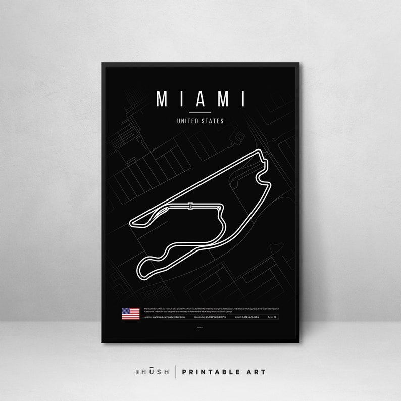 Formula 1 Miami Circuit Print F1 Wall Art Decor F1 USA Miami Formula 1