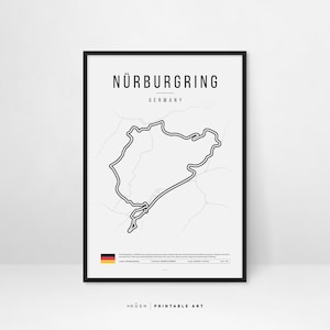Nürburgring racebaan afdrukbaar kunstdecor | Vaderdagcadeau | F1-poster | Cadeau voor papa | Digitale download